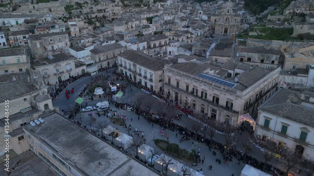 sk curving back aerial view of Cavalcata in Scicli Sicily