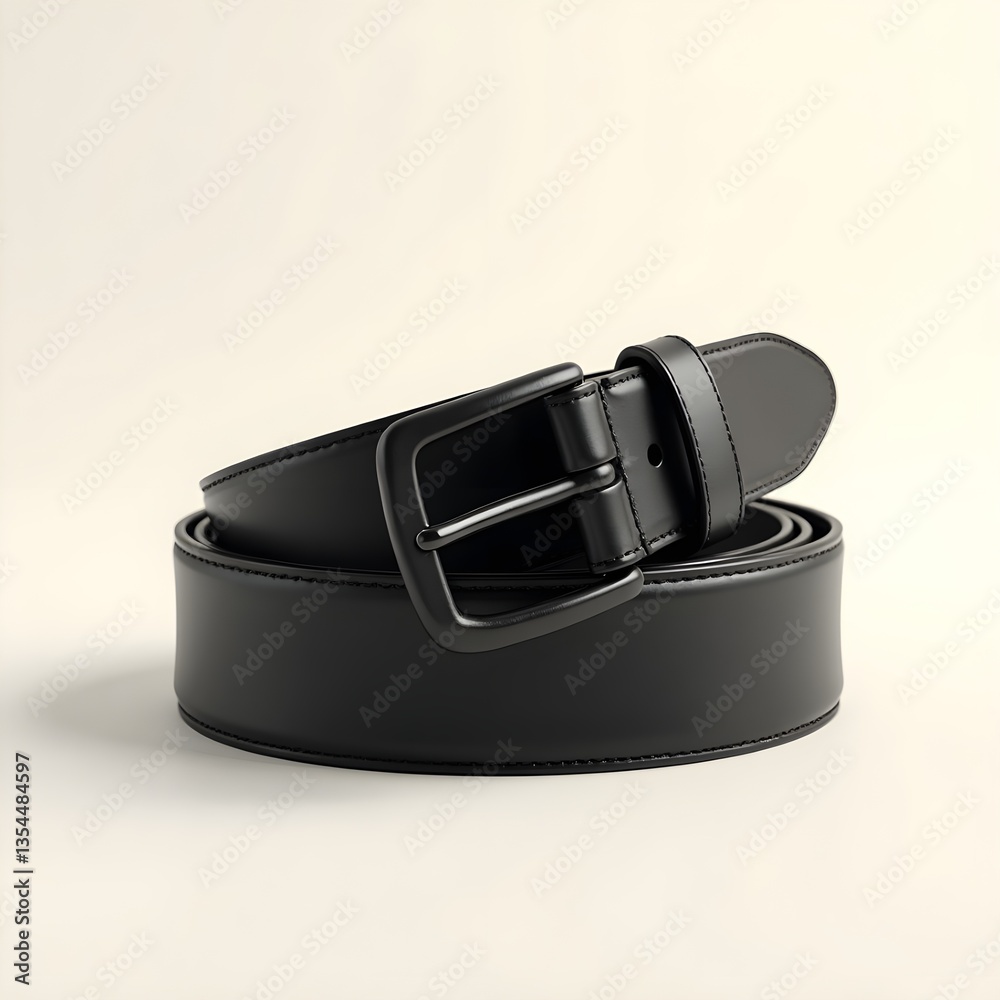 Classic Black Leather Belt with Sleek Metal Buckle Classic Black Leather Belt with Sleek Metal Buckle