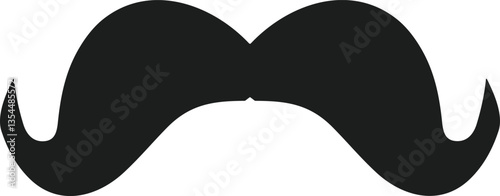 Curved Mustache Vector Silhouette – Retro Black Icon for Barbershop, Grooming, and Hipster Designs