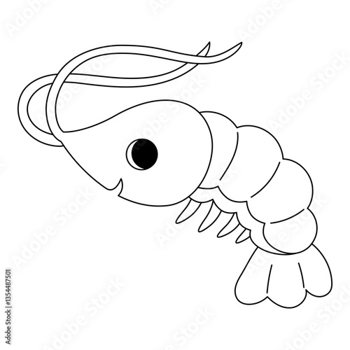 Cute cartoon shrimp, coloring book for kids