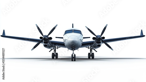 Twin-engine turboprop aircraft, front view
