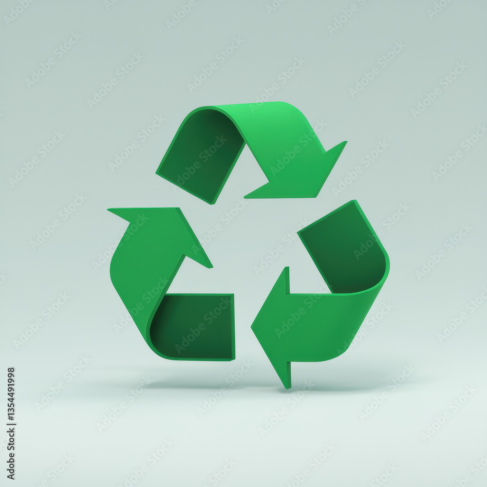 Green Recycle Icon with Curved Arrows Representing Sustainability and Environmental Awareness Green Recycle Icon with Curved Arrows Representing Sustainability and Environmental Awareness