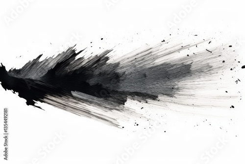 Black ink spreading on a plain white background. Abstract art