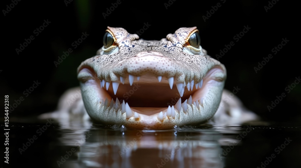 Obraz premium Close-up of a young crocodile with open mouth
