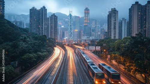  Cityscape: Urban Transit at Twilight