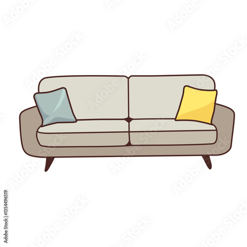 Illustration of a Cozy Sofa with Colorful Cushions