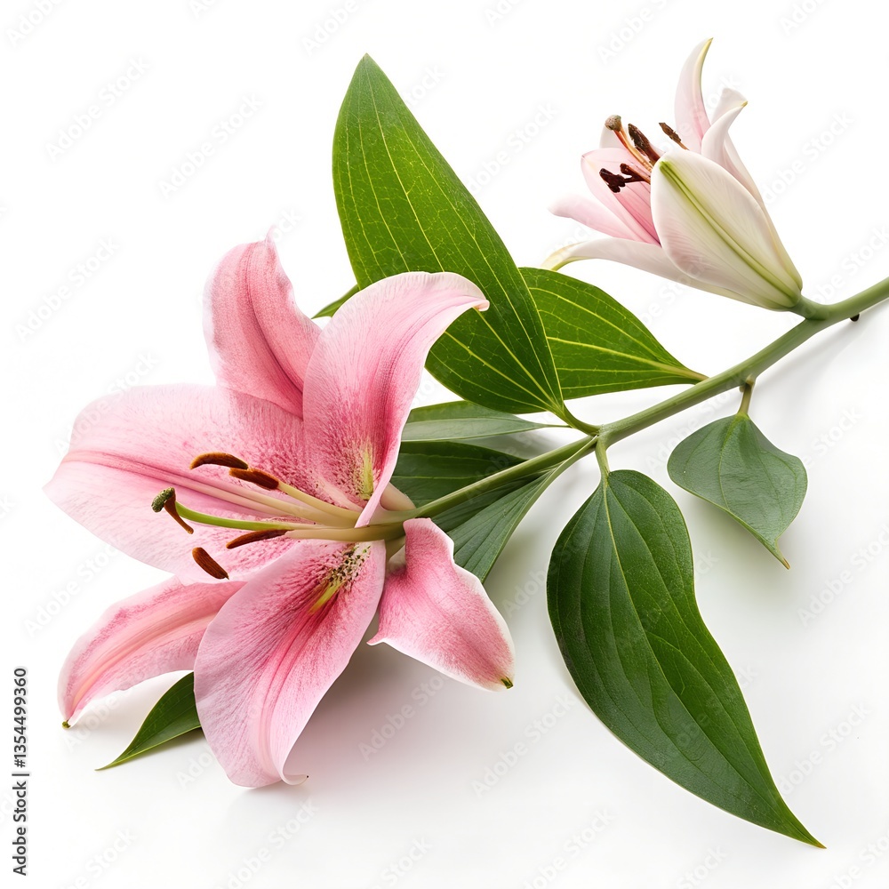 Obraz premium lily flower on white background elegant floral design