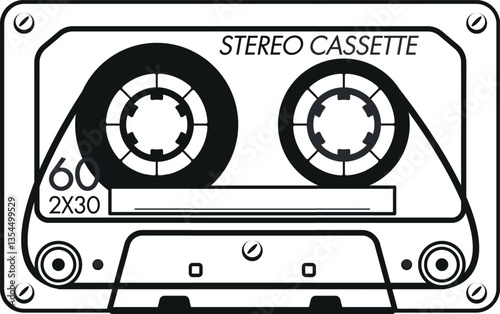 Antique radio play cassette vector illustration