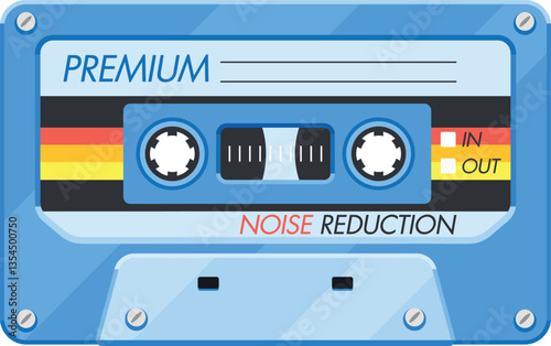 Audiocassette with noise reduction vector illustration