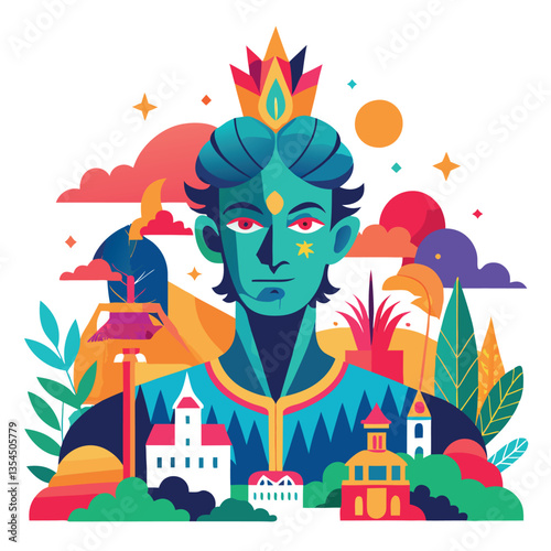 A surreal art colorful illustration vector.