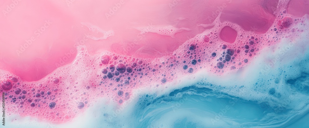 Obraz premium Pink and Blue Dreamy Bath Foam Texture
