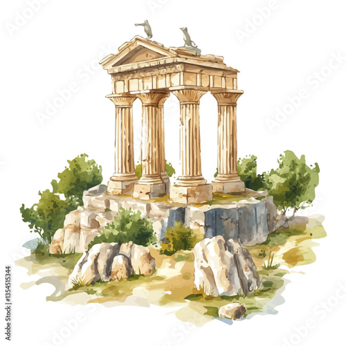 watercolor of Carthaginian Empire, isolated on a white background.