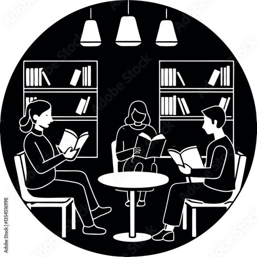 Design a warm and inspiring scene of students read. 