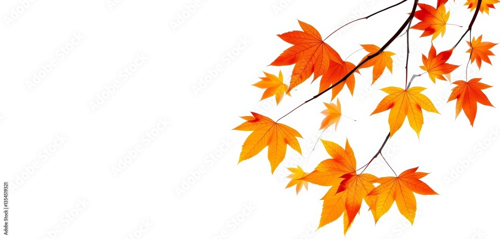 Isolated autumn maple leaves, vibrant golden orange-brown hues against a plain background, fall, tree Isolated autumn maple leaves, vibrant golden orange-brown hues against a plain background, fall, tree