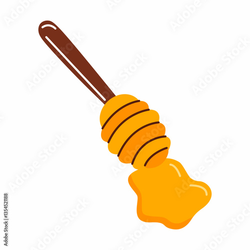 dipper honey on white background. Cartoon style illustration. postcard design element.