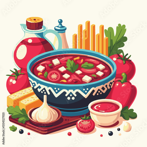 soup, food, borscht, bowl, ukrainian, dish, lunch, dinner, vegetable, beet, cream, cuisine, borsch, beetroot, red, meat, traditional, healthy, meal, homemade, hot, gourmet, plate, garlic, tasty, cooki