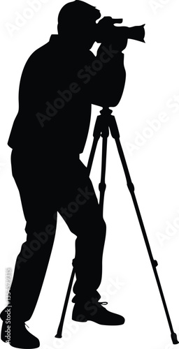 video camera silhouette, vector on white background
