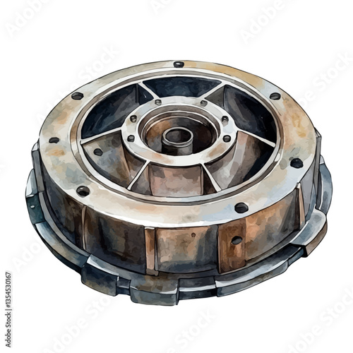 Centrifuge Rotor, watercolor illustration, isolated on a white background.