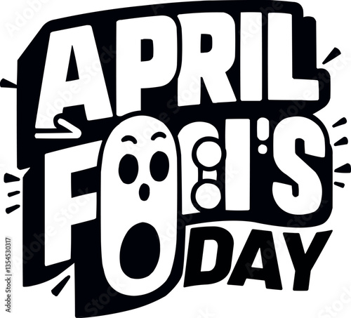 April Fools Day Funny Logo Set Prank Trick Joke Celebration Design