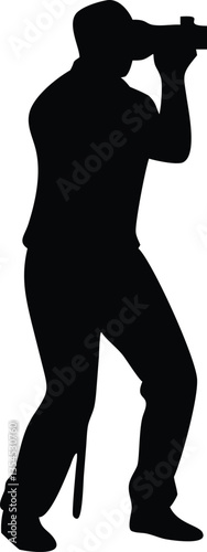Black and white cameraman vector silhouette