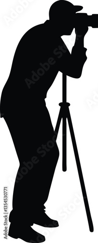 Black and white cameraman vector silhouette