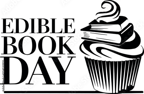Edible Book Day Celebration Food and Literature Vector