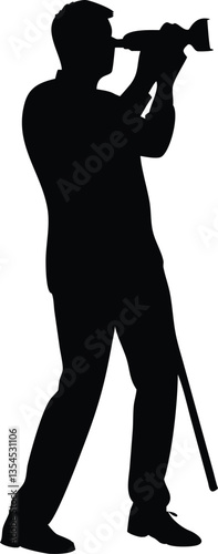 Black and white cameraman vector silhouette