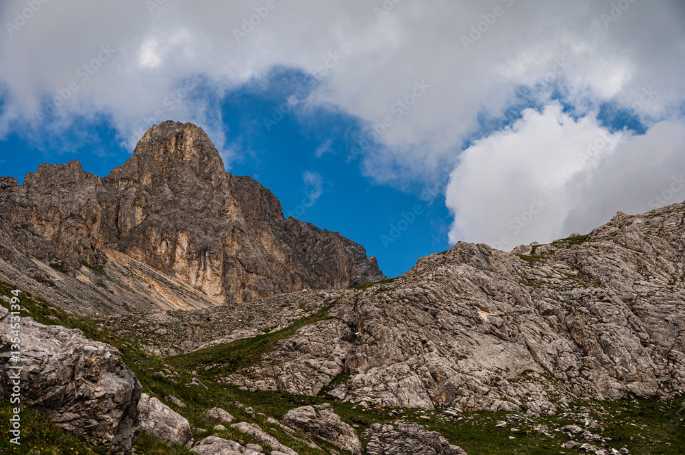 Fototapeta premium nature sceneries along the Monzoni Valley, Dolomites, Val di Fassa, Italy