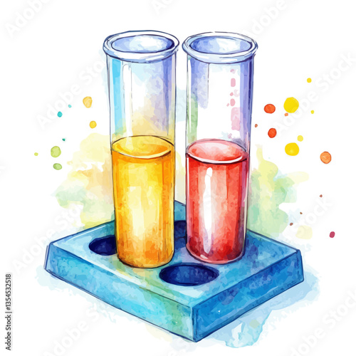 watercolor of Centrifuge Tube Holder, isolated on a white background.