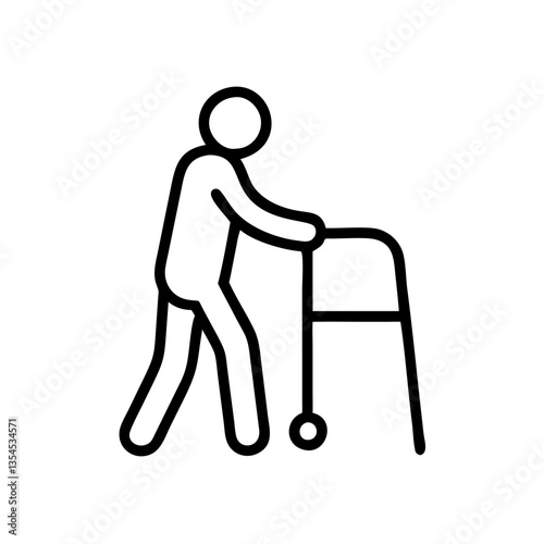walker disabled outline icon, isolated vector illustration