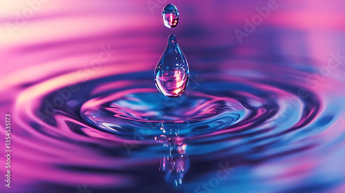 Colorful water droplet, artistic mood, rippling background, abstract design