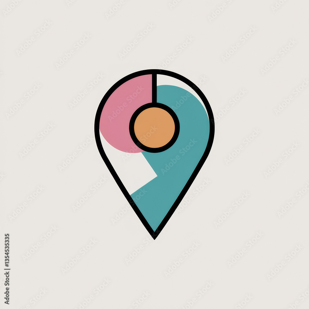 Stylized geometric location pin icon in pastel tones, suitable for creative maps and UI designs Stylized geometric location pin icon in pastel tones, suitable for creative maps and UI designs