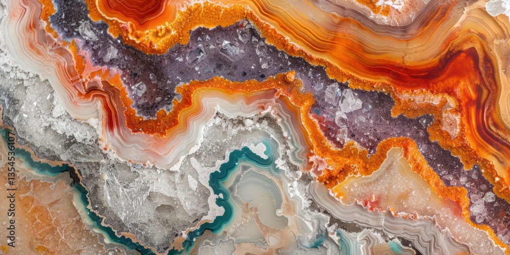 Obraz premium Resin geode abstract art luxurious colours sparkle unique glossy layer fluid underwater dynamic painting abstract.