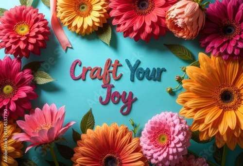 Colorful flowers surround the phrase Craft Your Joy on a vibrant background