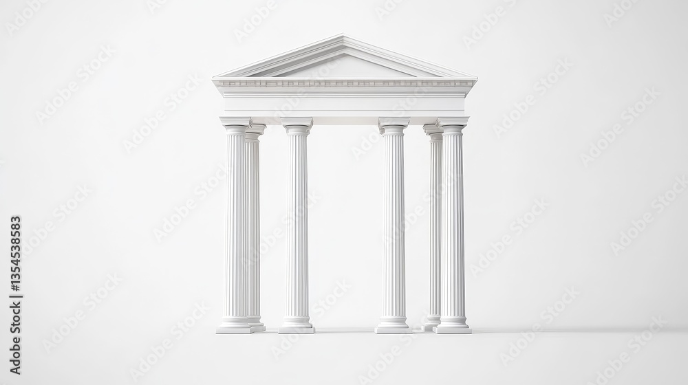 Obraz premium Classic White Pillars with Triangular Roof on a Minimalist Background