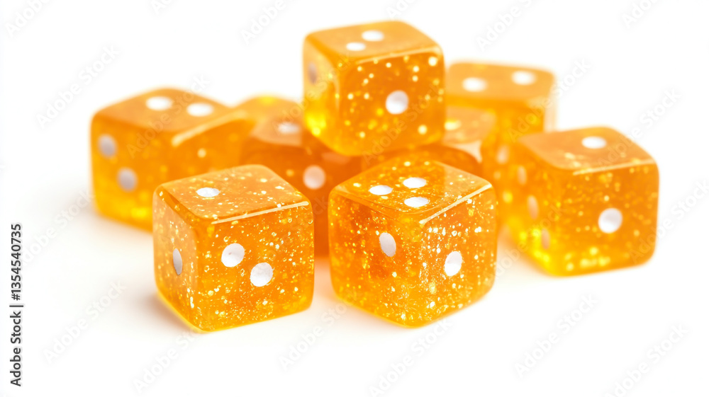 Clean orange dice isolated on white background. Clean orange dice isolated on white background.