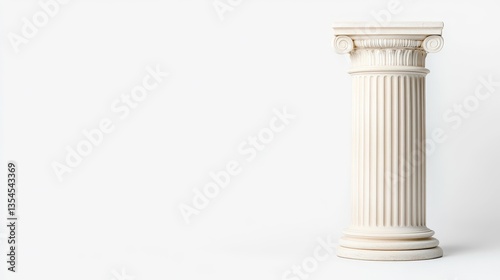 Classical White Column with Decorative Details and Clean Background