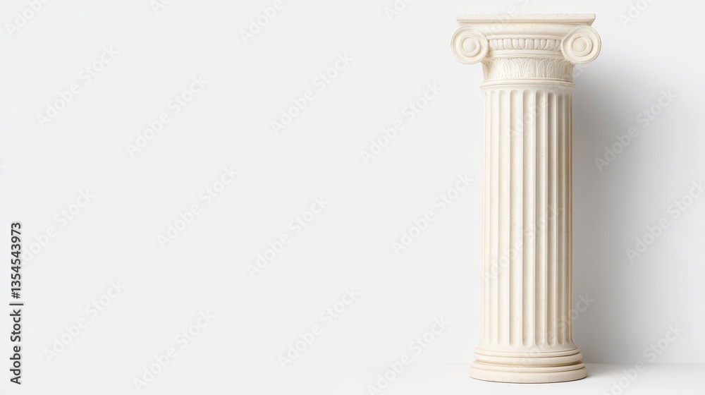 Classic Greek Column with Intricate Design and Clean Background Classic Greek Column with Intricate Design and Clean Background