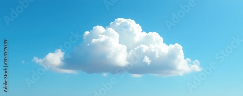 Soft white cloud floats gently on cerulean blue sky, peaceful scene, fluffy clouds, sky and cloud