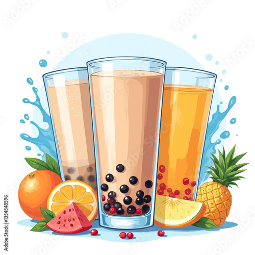 Assorted Bubble Tea with Citrus, Berry, and Splash