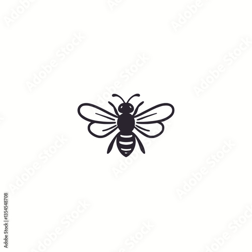 Black outline bee on white backdrop
