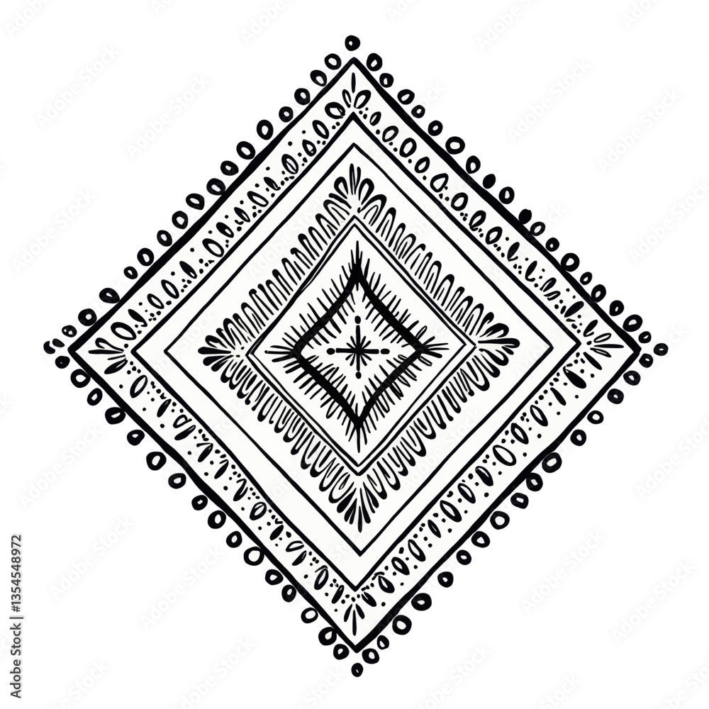 Boho Diamond: Minimalist Black and White Ornament
Boho Diamond: Minimalist Black and White Ornament