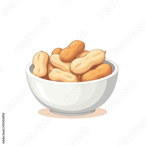 Bowl of peanuts, delicious salty snack illustration