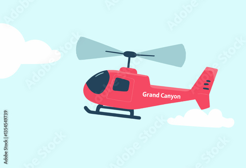 Cartoon Grand Canyon helicopter tour flight in sky