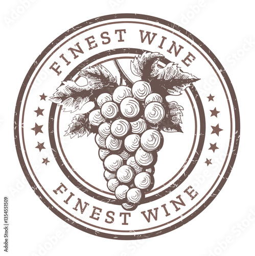 Hand drawn finest wine retro stamp