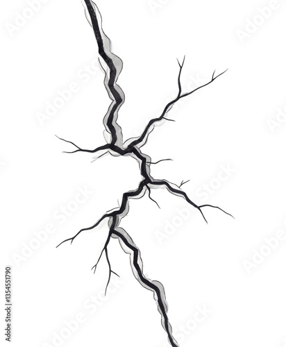 Cracked earth hand drawn ink illustration