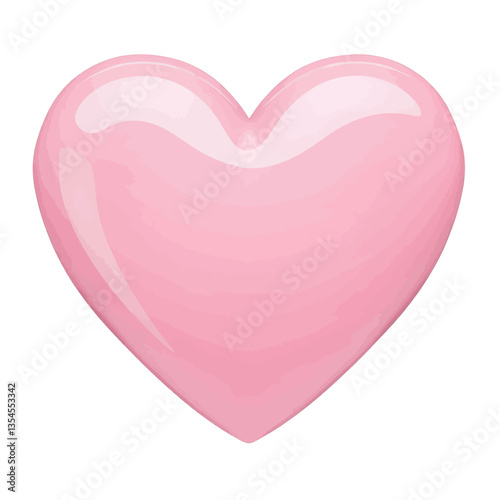 Glossy Light Pink Heart Shape on White