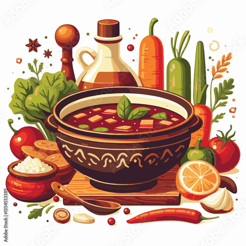 soup, food, borscht, bowl, ukrainian, dish, lunch, dinner, vegetable, beet, cream, cuisine, borsch, beetroot, red, meat, traditional, healthy, meal, homemade, hot, gourmet, plate, garlic, tasty, cooki