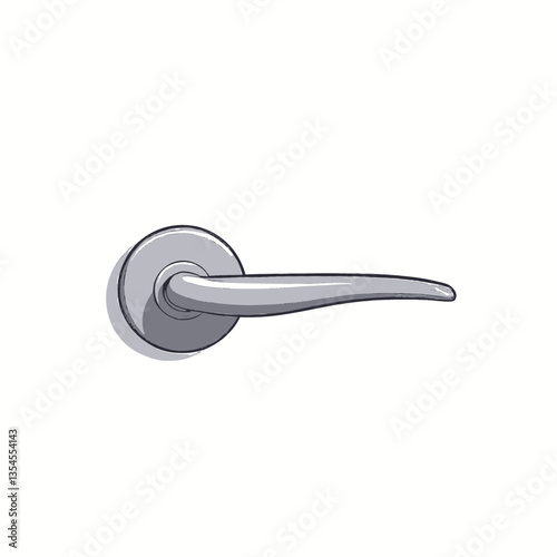 Gray Metal Lever Door Handle Isolated