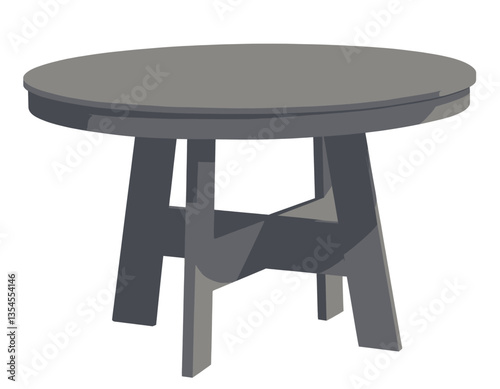 Gray Round Table with Unique Leg Structure